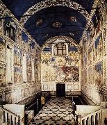 GIOTTO di Bondone The Chapel viewed towards the entrance sdg oil on canvas